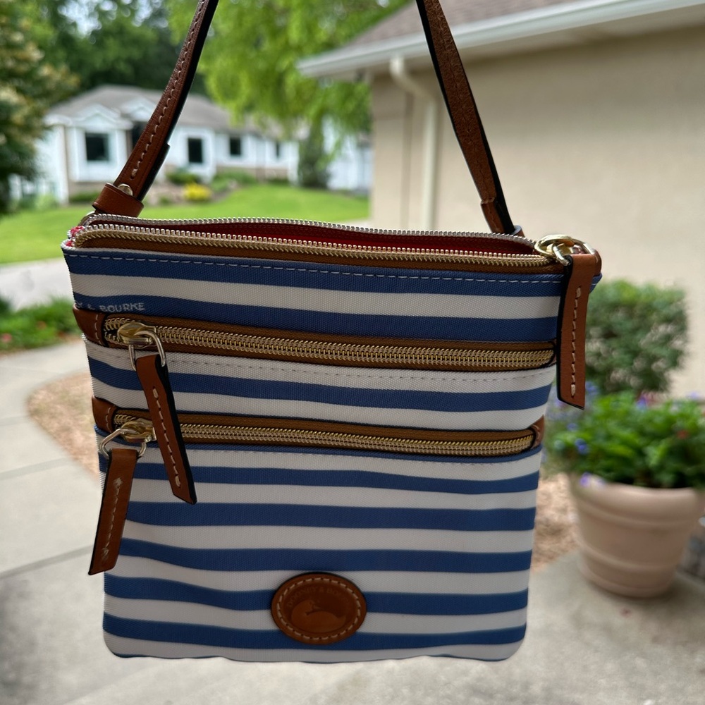 Dooney & Bourke Striped Blue and White Crossbody Bag